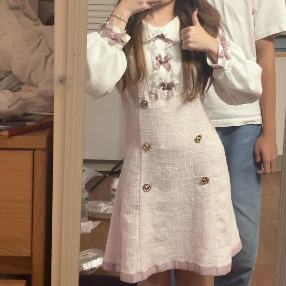 Liz-lisa Women's Pink and Cream Dress